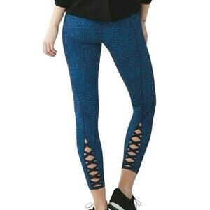 Lululemon Pure Practice Pant Leggings Samba Snake Kayak Blue Hero Blue 4‎